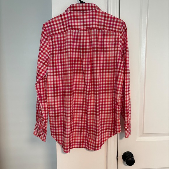 Vineyard Vines Women's Size 12 Red Pink Gingham Checkered Button Down Shirt - Picture 6 of 7